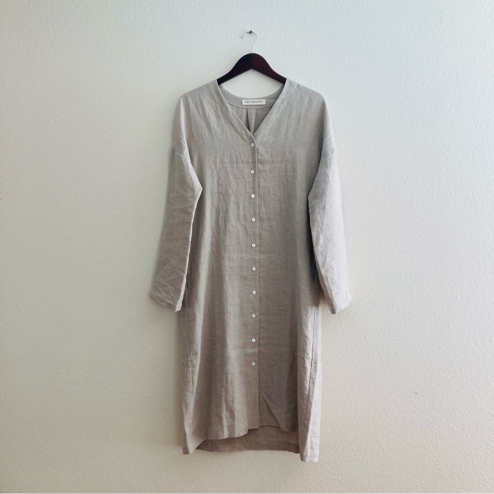 Two Days Off Kaneko Long Sleeve Dress in Mushroom